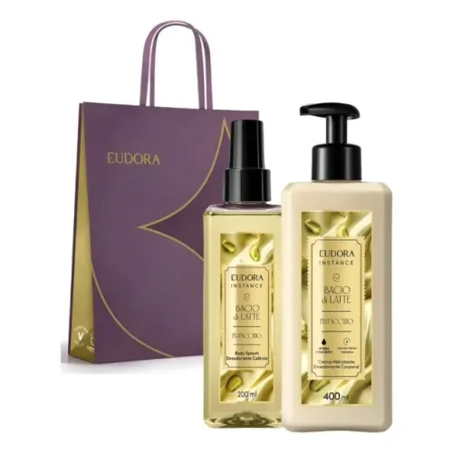 Kit Hidratante + Body Splash Eudora Bacio di Latte Pistacchio