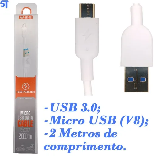 Cabo tipo v8 resistente 2metros