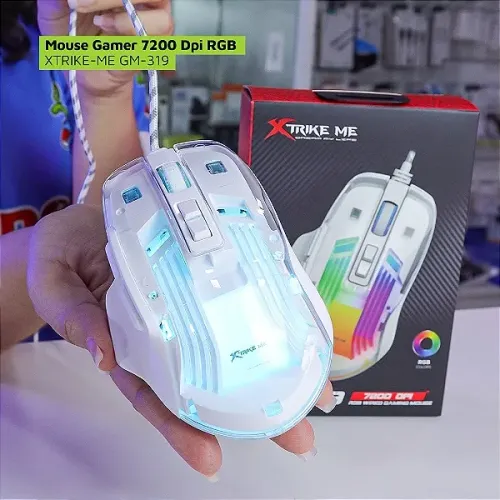 Mouse Gamer com Fio 7.200 Dpi, RGB, Design Transparente Branco - Xtrike-ME em São Luís ma