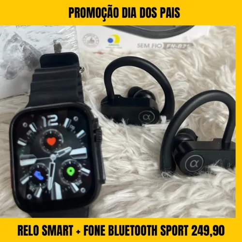 Relógio smart com Fone Bluetooth Sport promoção dia dos pais