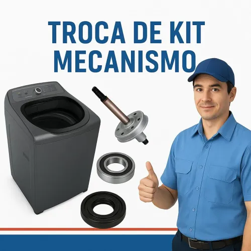 Máquina travada, troca do kit do mecanismo e higienização