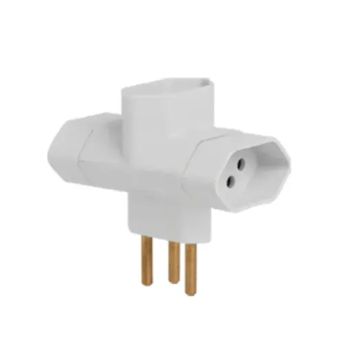 Plugue T 3 Saídas 3 Pinos 10A Branco Ilumi