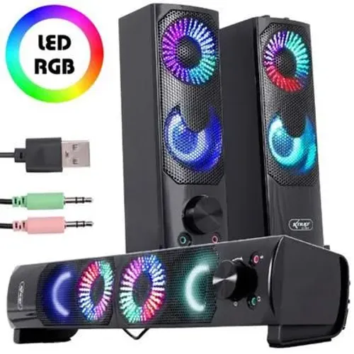 Caixa de Som pc computador notebook LED RGB caixinha notebook alto falante