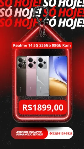 Smartphone Realme 14 5G 256GB 8GB RAM Dual SIM Tela 6.67 Entregamos Gratis Garantia