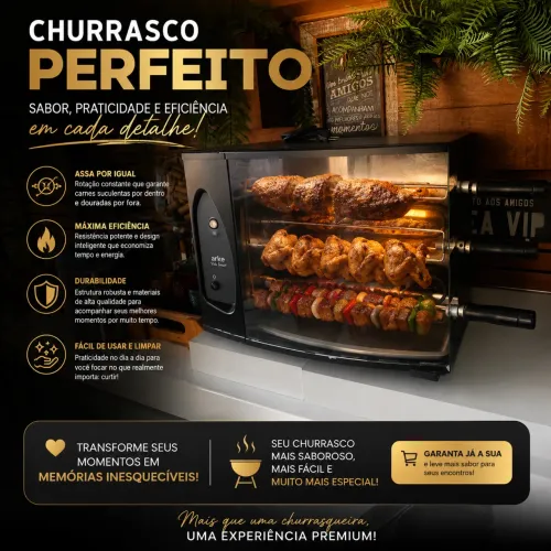 Churrasqueira com espeto giratório