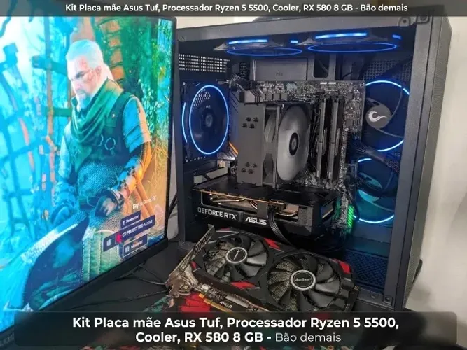 KIT GAMER - PLACA MÃE, PROCESSADOR, COOLER, PLACA DE VÍDEO E MONITOR + BRINDE