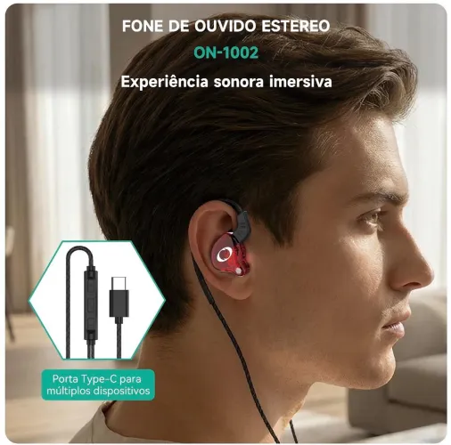 Fone De Ouvido Microfone Para Typec Cobre Driver Fone De Ouvido Esportivo Baixo Estéreo