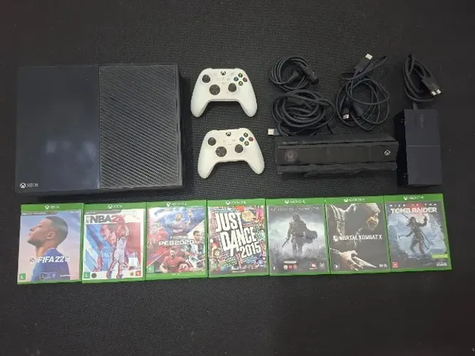 Xbox One 500GB + Kinect + 2 Controles + 7 Jogos Físicos (Kit Completo!)