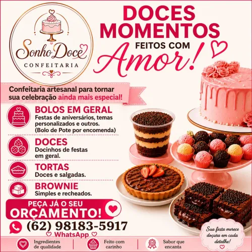 Bolo, Doces, Tortas, faça já a sua encomenda.