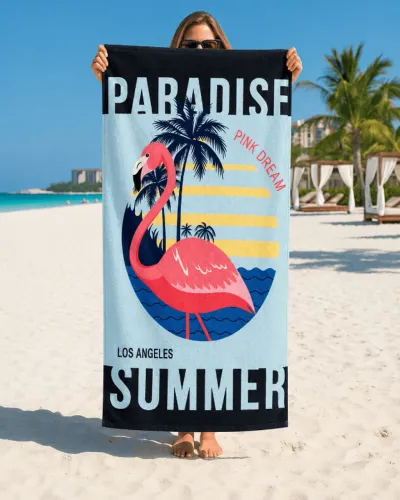 Toalha de Praia Grande 70x140cm Paradise Summer Super Absorvente Secagem Rápida