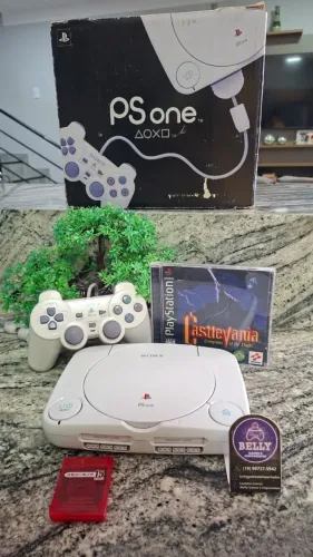 PLAYSTATION ONE BABY DESBLOQUEADO NA CAIXA + CONTROLE ORIGINAL DUAL SHOCK + JOGO