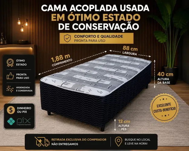 CAMA ACOPLADA USADA - EM ÓTIMO ESTADO DE CONSERVAÇÃO Leia o anúncio <br>