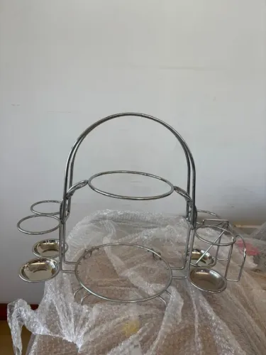 Suporte Cromado para Pratos Rasos e Sobremesa - Mesa Posta / Servir Festas