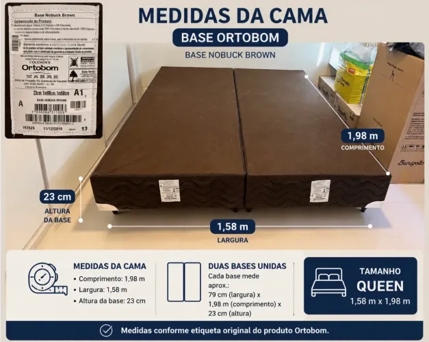Base Cama Box Queen Ortobom Nobuck Marrom 1,58 x 1,98 m