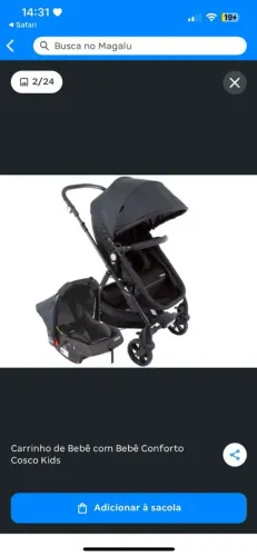 Carrinho de bebê + bebê conforto + base para o bebê conforto cosco
