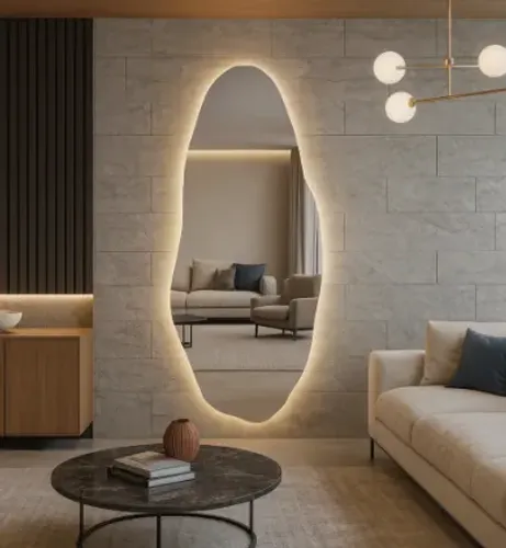 Espelho Organico 150cm Polido Led - Com Touch Liga/Desliga