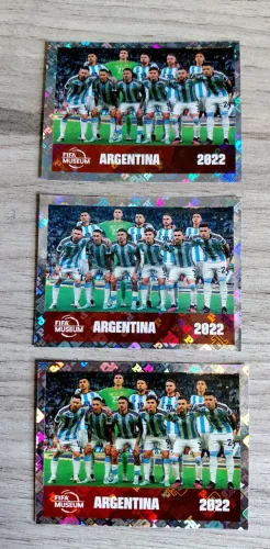 3 Figurinhas FWC19 Messi e Seleção Argentina Campeões Mundiais zoriginal Panini