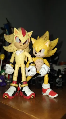 Pack Super Sonic e Super Shadow com luz - Filme Sonic 3 Jakks Pacific c/ Caixa