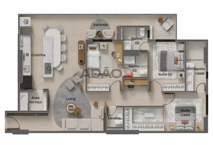 Ágio Apartamento Terrê by MZN no Setor Bueno Apartamento com 3 Quarto(s) e 4 banheiro(s) à