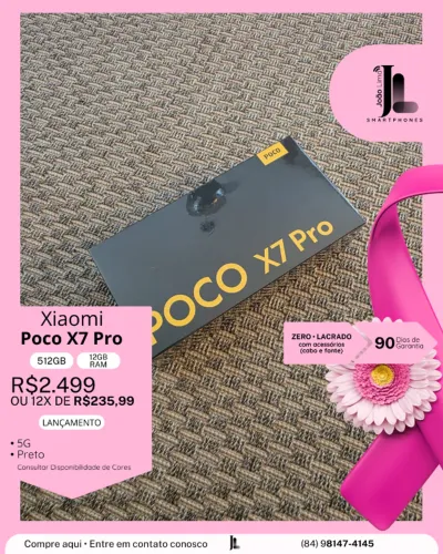 POCO X7 PRO, 5G, 512GB, 12GB RAM, LACRADO(CABO E FONTE), LANÇAMENTO!