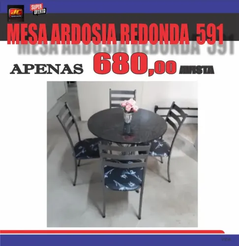 MESA 4 CADEIRAS ARDÓSIA REDONDA