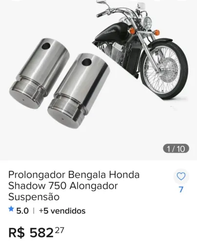 Prolongador de bengalas da shadow 750 2006 a 2011