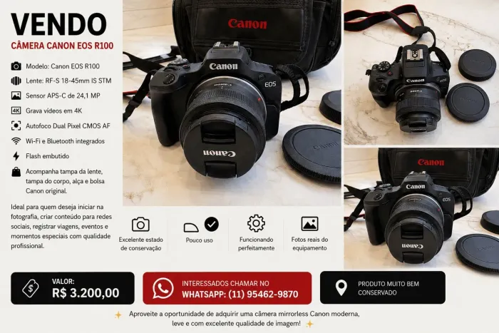 Máquina fotográfica Canon EOS R100