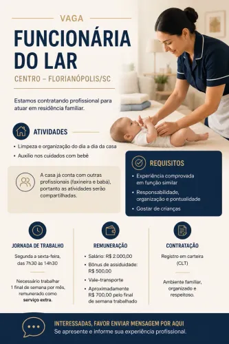 Vaga para Empregada/Babá