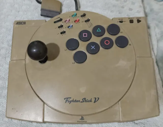 Controle Arcade PS1 ASCII Fighter Stick V (Original / Funcionando)