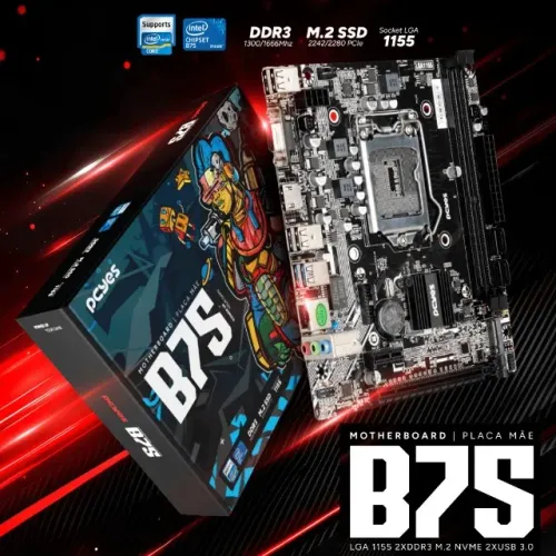Placa Mãe Lga 1155 B75 Ddr3 M.2 Nvme Intel 2ª e 3ª Geração - Pcyb75-3g16 *ENTREGA GRÁTIS*
