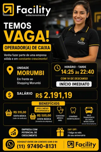 VAGA OPERACIONAL MANOBRISTA E CAIXA