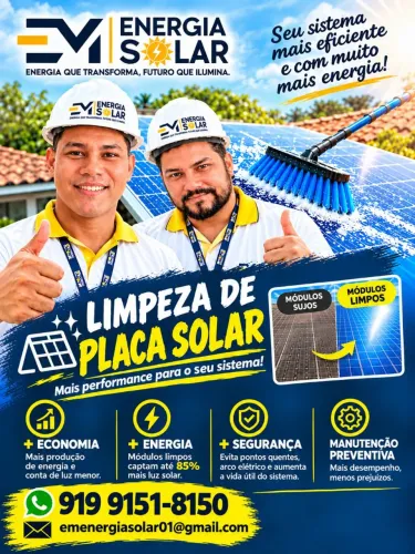 ? LIMPEZA PROFISSIONAL DE PLACAS SOLARES! EM ENERGIA SOLAR