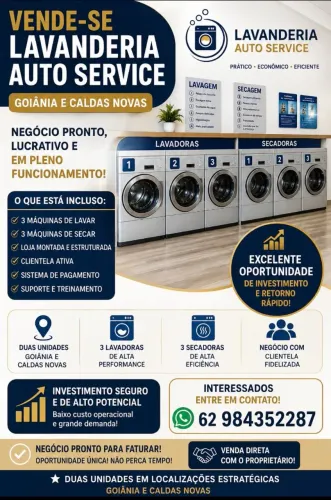 Lavanderia auto service ( auto atendimento) lucro de 6 a 8 mil livre