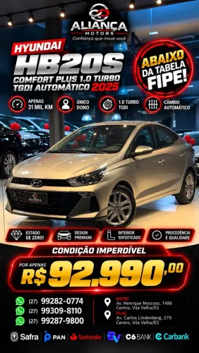 Hyundai HB20S Comfort Plus 1.0 TB Flex 12V AUT 2025