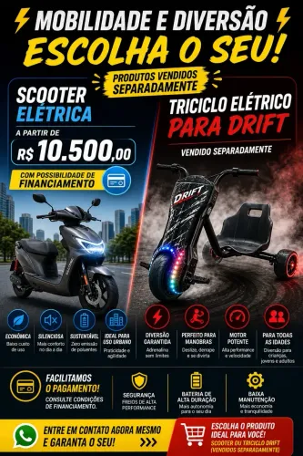 Scooter elétrica e triciclo elétrico para drift