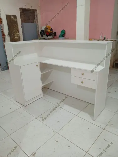 Balcão Recepção em L Branco - Moderno para clínicas salões e lojas