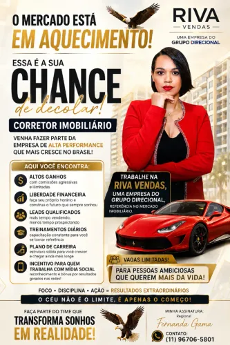 Vaga para Consultor Imobiliário na Região do Centro, 