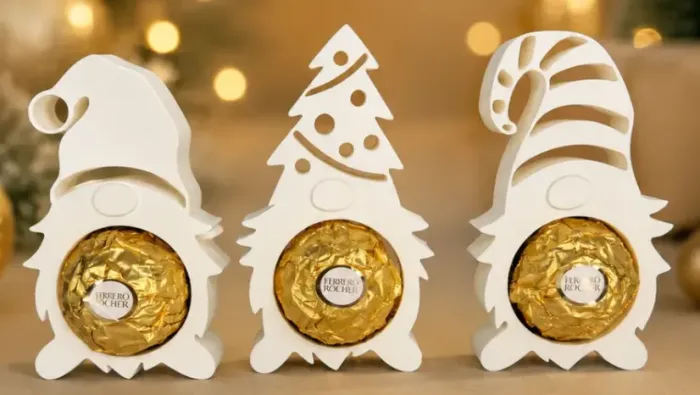 Kit Porta-Bombom Gnomo de Natal Impresso em 3D Lembrancinha