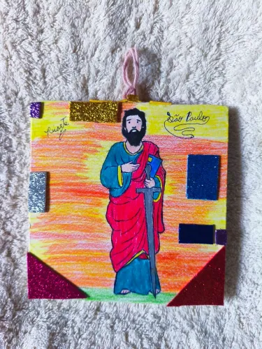 Desenho sobre madeira de Santo Paulo