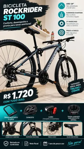 Bicicleta Rockrider ST 100 Aro 29 + Acessórios - Revisada - R$ 1.720