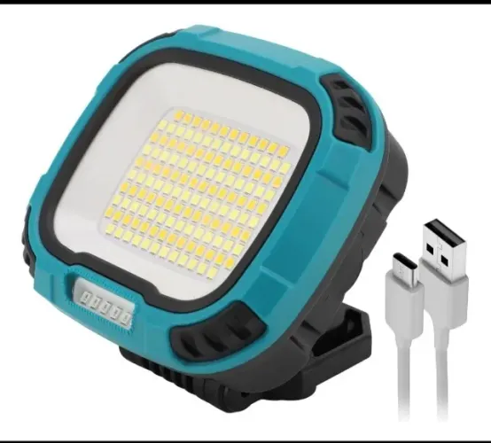 Luz De Magnética Recarregável Portátil Lanterna 142 Led 30w - Azul