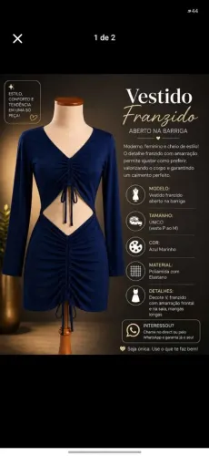  VESTIDO FRANZIDO AZUL MARINHO 
