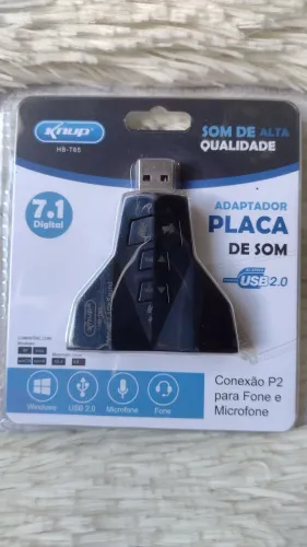 Placa de som via USB com entrada P2 para fone e microfone / SUPER OFERTA 