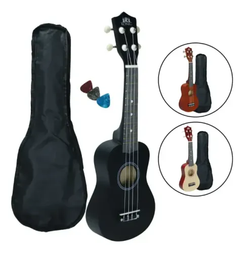 ? **UKULELE CONCERT ACÚSTICO 23? ? PRETO E MARROM AVERMELHADO + CASE!*