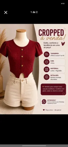 Cropped Vinho em Laise
