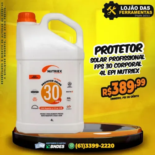 Protetor Solar Profissional FPS 30 Corporal 4L EPI Nutriex