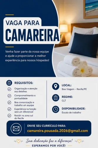 Camareira para Pousada