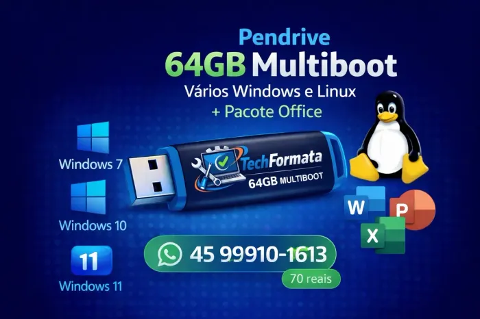 ? Pendrive Multiboot 64GB - R$70