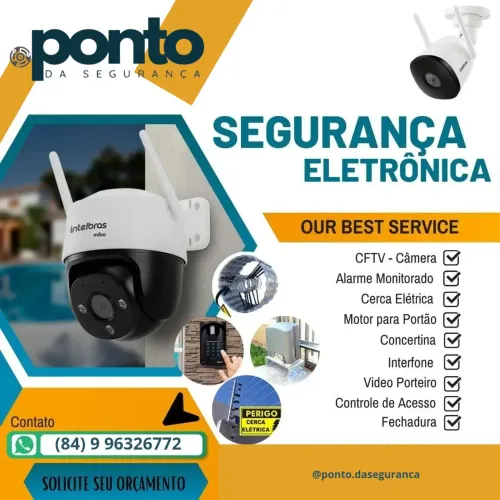 Concertina, Câmeras, Cerca elétrica, interfone, motor de portão.