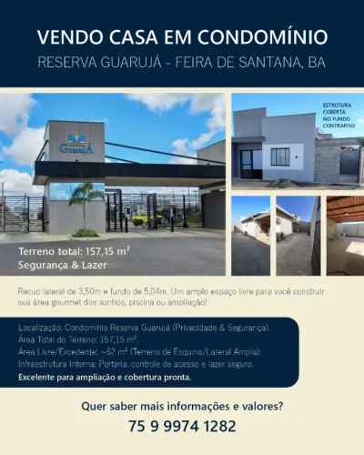 CASA COM TERRENO EXCEDENTE NO RESERVA GUARUJÁ